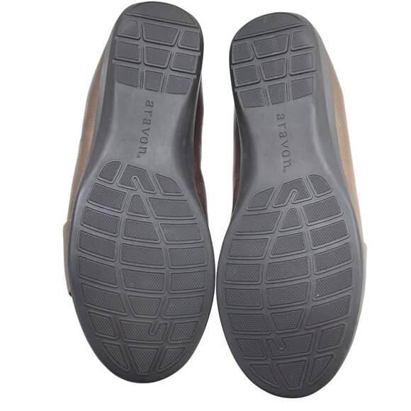 ARAVON Womens Brown Metallic Leather Flats Snake Print Toe Cap Cushioned Size 8M - Picture 7 of 11